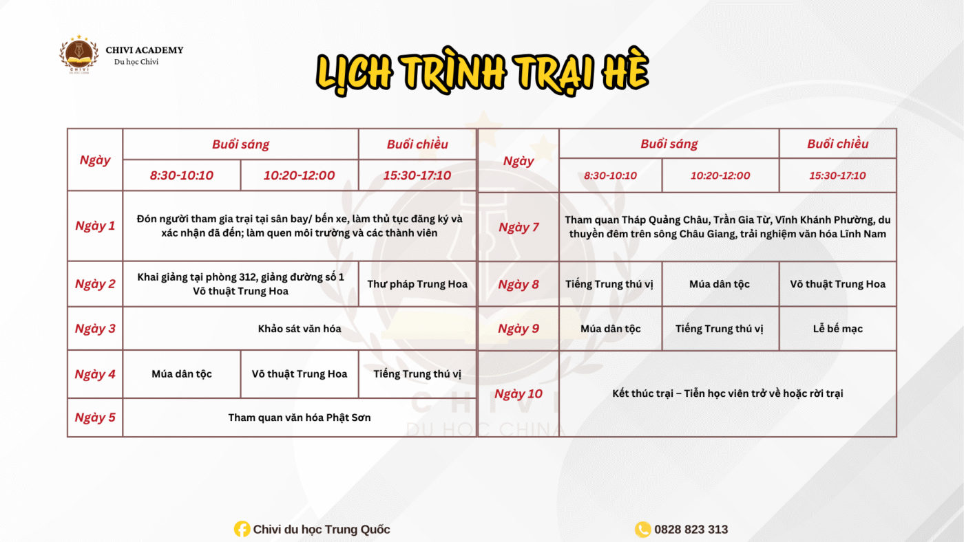 Lịch trình Trại hè Ký Nam 2026