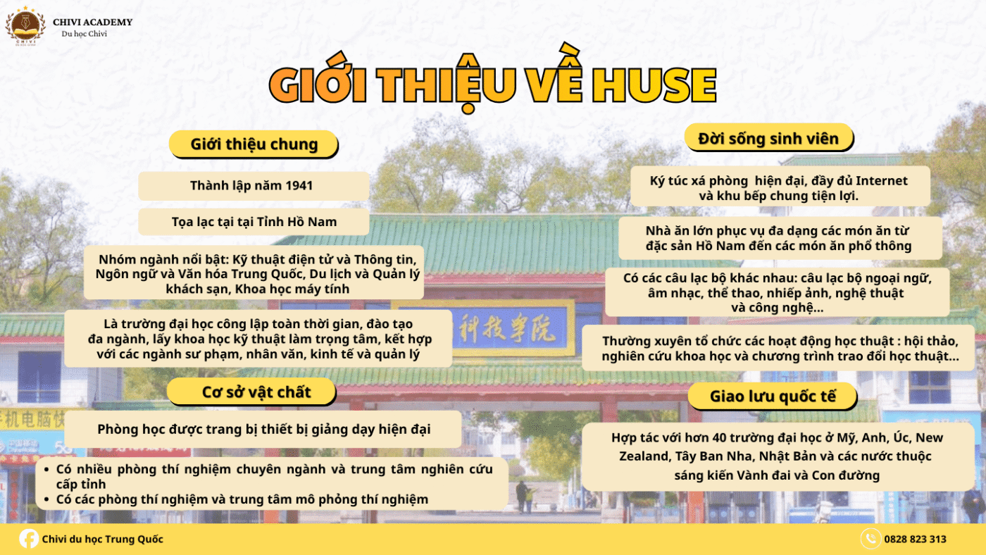 Chương trình học bổng 1 năm tiếng tại Học viện Khoa học Kỹ thuật Hồ Nam