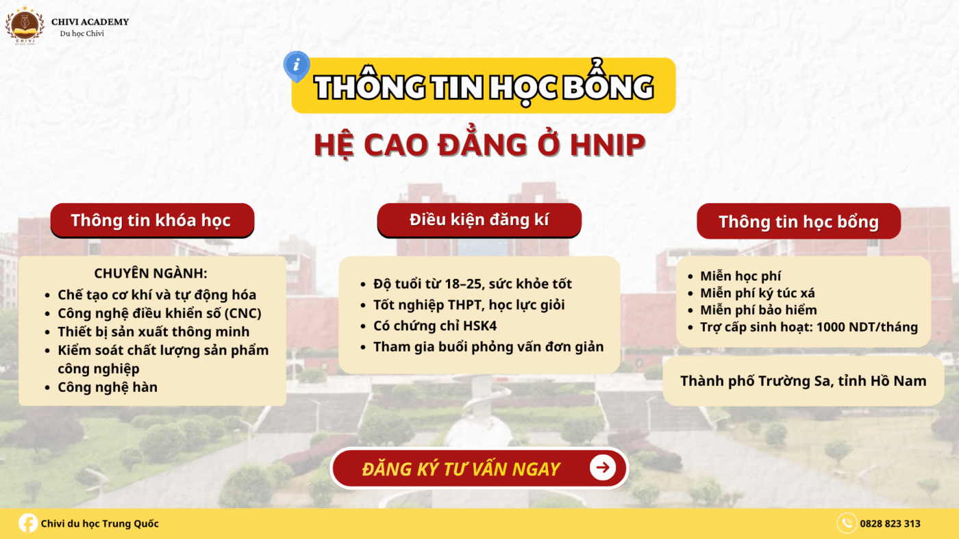 Chương trình học bổng hệ cao đẳng ở HNIP