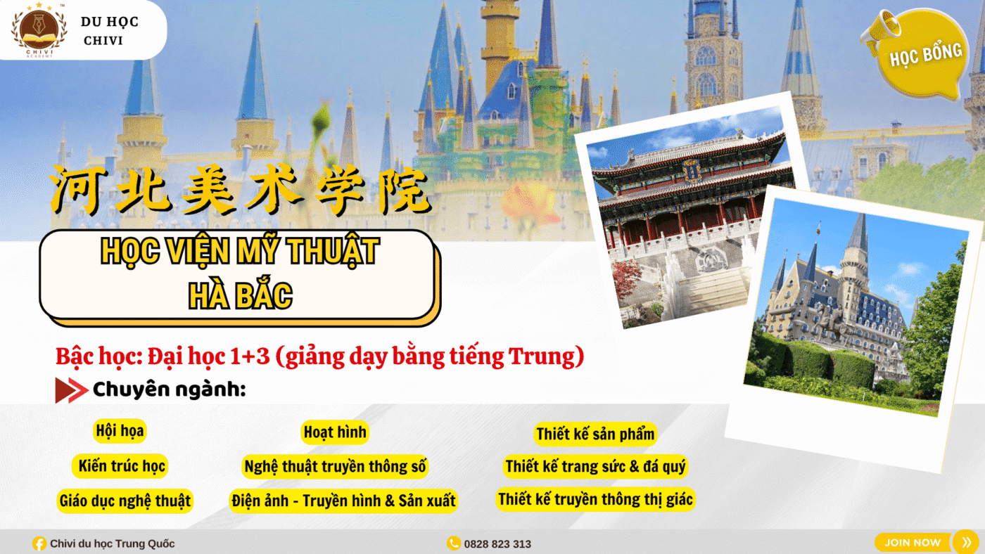 Học bổng hệ Đại học 1+3 tại Học viện Mỹ thuật Hà Bắc