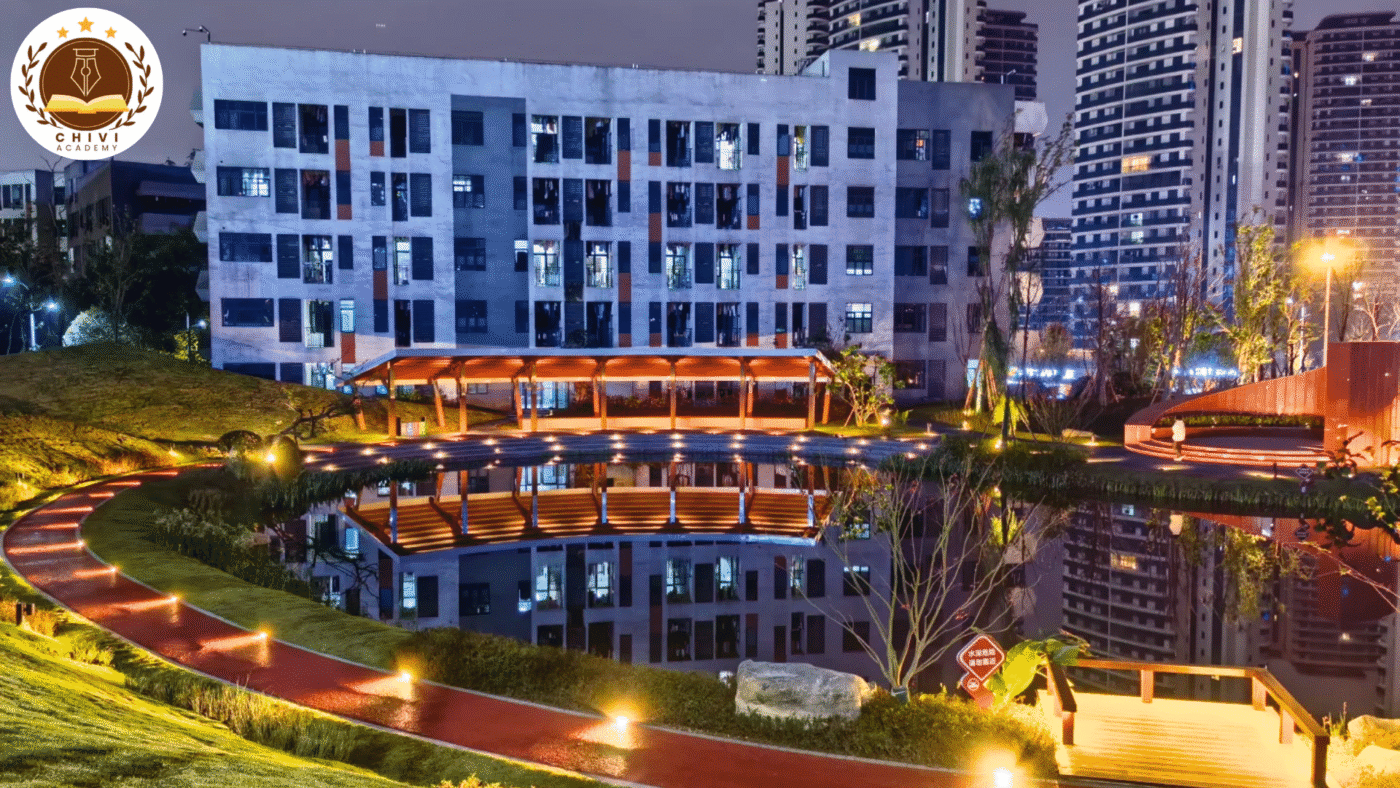  Khuôn viên Học viện Kỹ thuật nghề Lô Châu về đêm