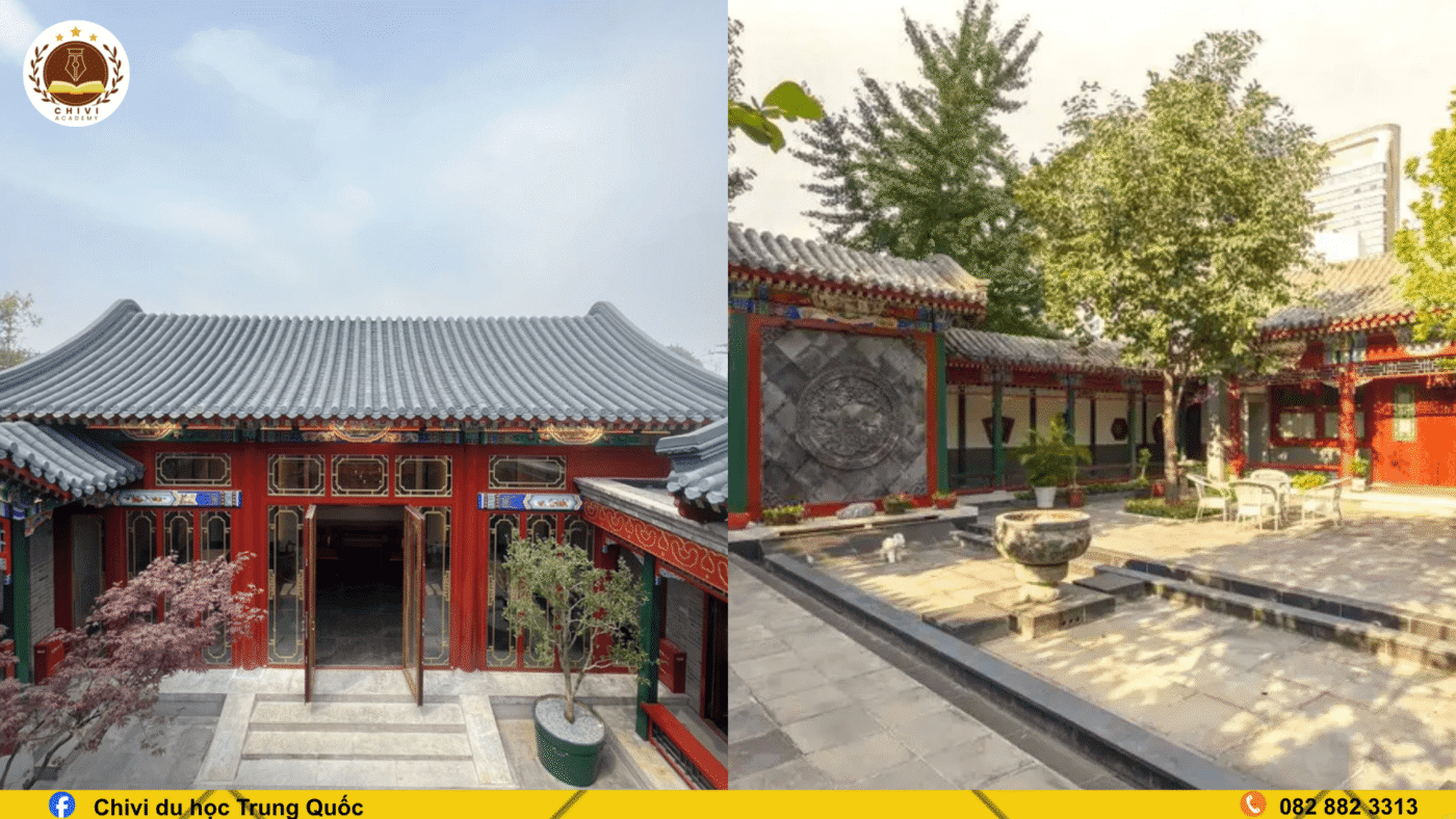 Sân trong Tứ Hợp Viện Bắc Kinh với kiến trúc truyền thống